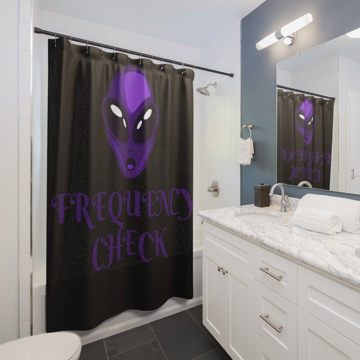 Frequencycheck Shower Curtains