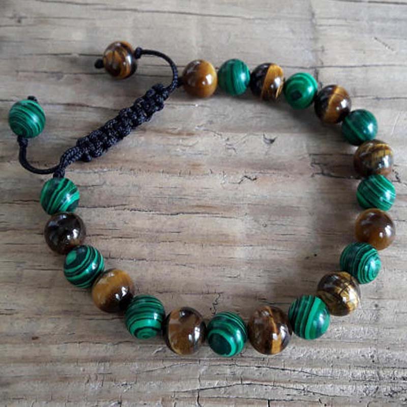 Prosperity Tiger Eye Malachite Energy Muse Transformation Healing Crystals Protection Good Fortune Bracelets Womens Mens Gift